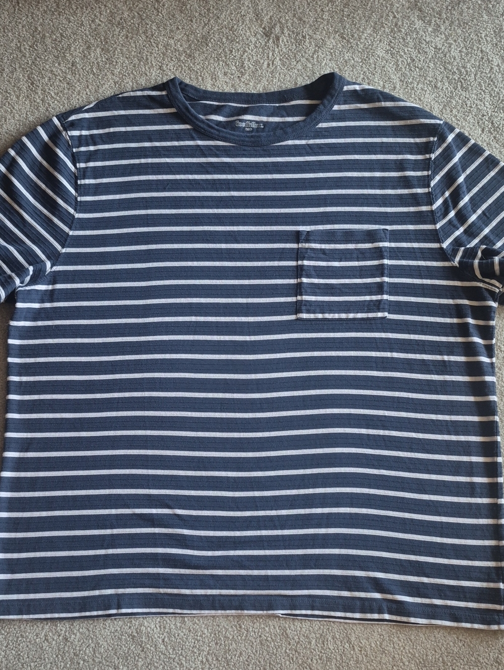 Goodfellow & Co Navy and White Striped Pocket Tee